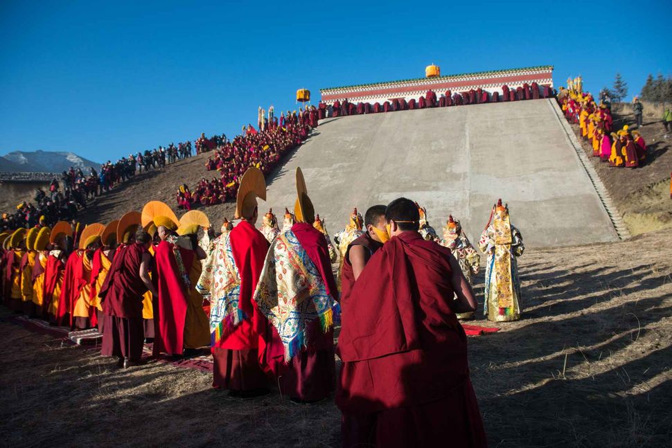 Monlam - Tibetan New Year 2018; Display of the thangka at Langmusi, Gansu, China